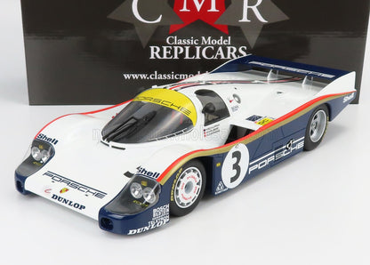 Modèle réduit de voiture de course Porsche 962 avec logos Shell et Dunlop, disponible dès maintenant sur la plateforme Vroomi.