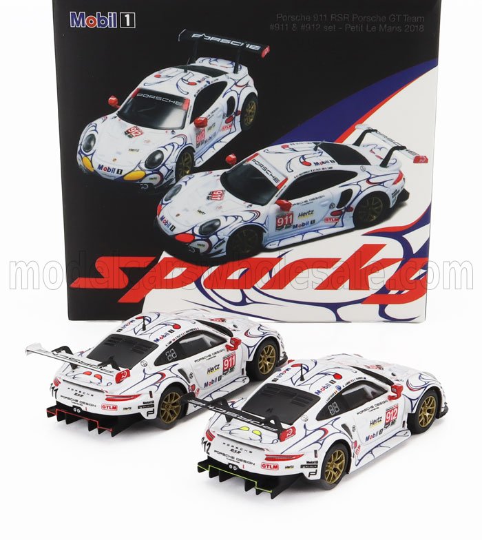 PORSCHE | SET 2X 911 991 RSR TEAM PORSCHE GT N 911 WINNER GTLM CLASS PETIT LE MANS 2018 P.PILET - N.TANDY - F.MAKOWIECKI + N 912 2nd GTLM-CLASS PETIT LE MANS 2018 E.BAMBER - L.VANTHOOR - M.JAMINET