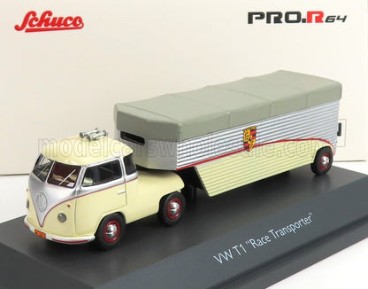 VOLKSWAGEN - T1b CONTINENTAL MOTORS PORSCHE CAR TRANSPORTER 1962 - CRÈME GRIS ARGENTÉ - Vroomi