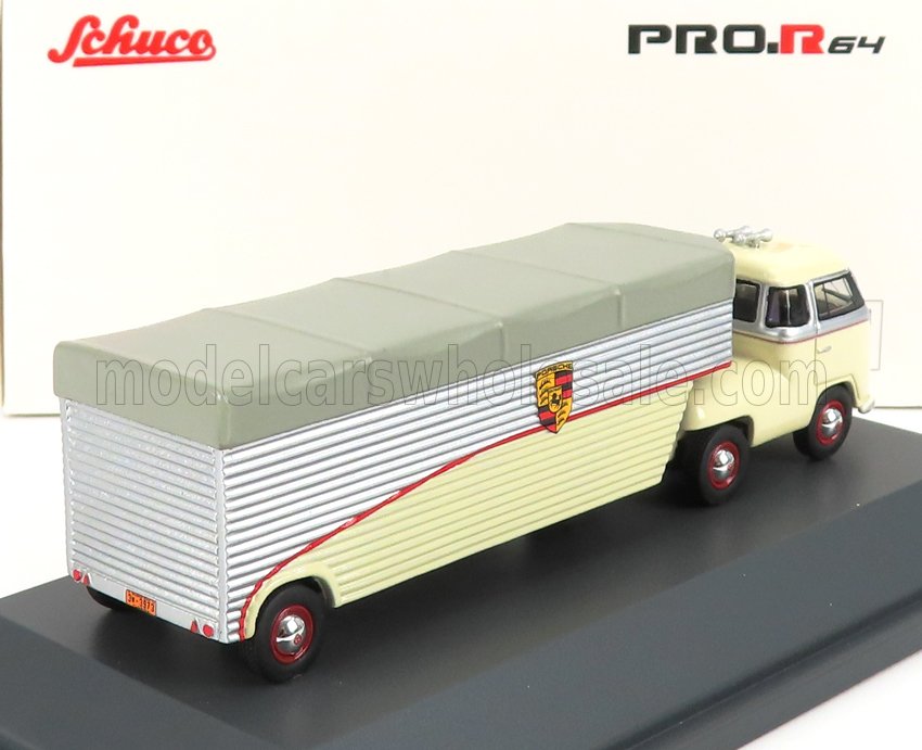 VOLKSWAGEN - T1b CONTINENTAL MOTORS PORSCHE CAR TRANSPORTER 1962 - CRÈME GRIS ARGENTÉ - Vroomi