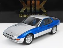 Modèle réduit Porsche 924 Turbo bleu et argent à l'échelle 1:18 disponible sur Vroomi