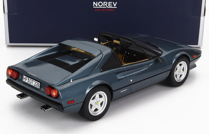 Modèle réduit Ferrari 328 GTS bleu foncé de Norev Collectors avec toit ouvert, présenté sur Vroomi