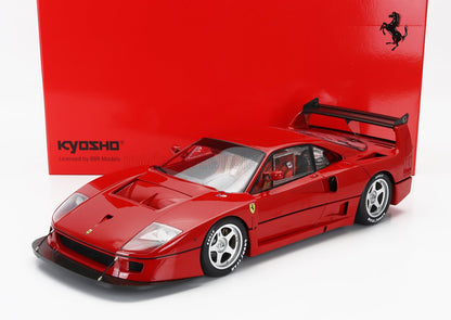 Modèle réduit Ferrari F40 Kyosho rouge avec aileron arrière noir et pneus Goodyear, disponible sur Vroomi