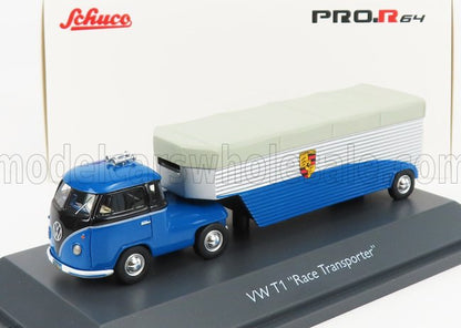 VOLKSWAGEN - T1b CONTINENTAL MOTORS PORSCHE CAR TRANSPORTER 1962 - BLEU NOIR - Vroomi
