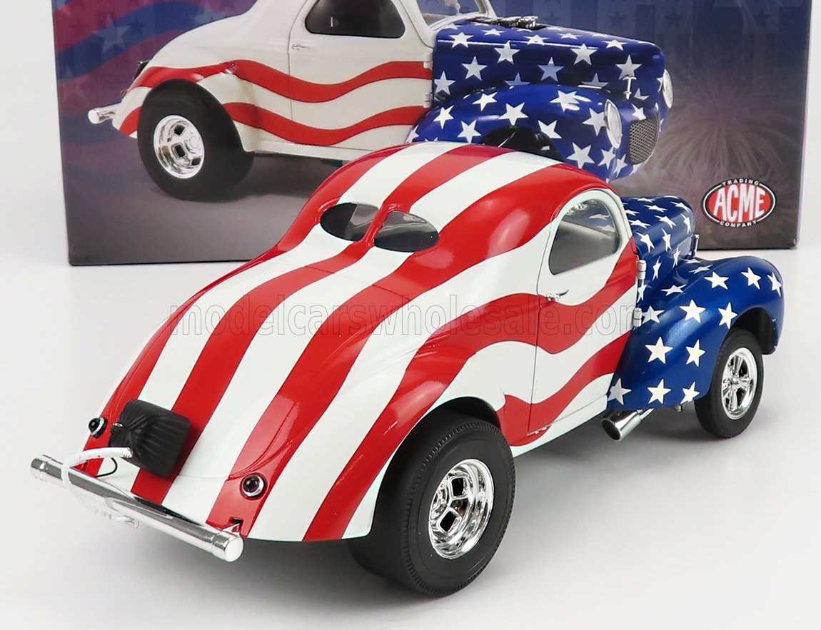 FORD - WILLYS GASSER CUSTOM PATRIOT 1940 - BLANC ROUGE BLEU - Vroomi
