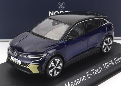 Maquette de la Renault Megane E-Tech 100 % électrique en bleu et noir, disponible dès maintenant sur Vroomi.