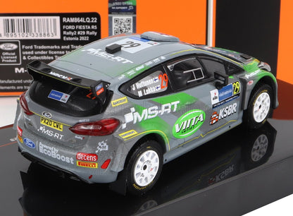 Modèle réduit Ford Fiesta RS Rally Estonia à l'échelle 1/18 avec livrée verte MS-RT, disponible chez Vroomi