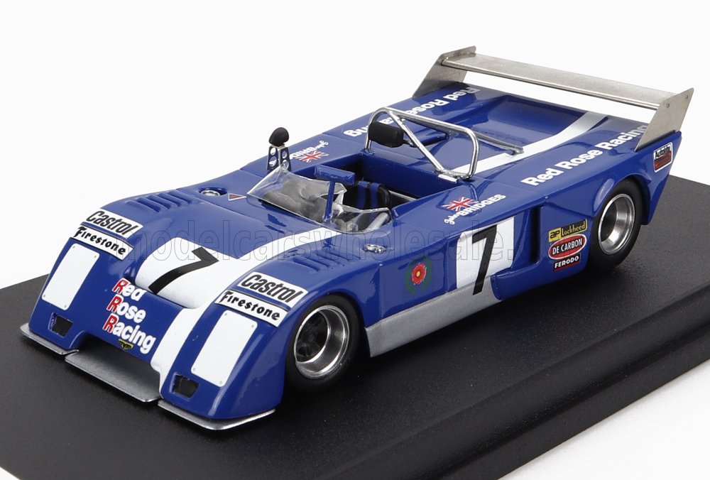 Modèle réduit de voiture de course Blue Red Rose Racing portant le numéro 7, disponible sur la plateforme Vroomi.