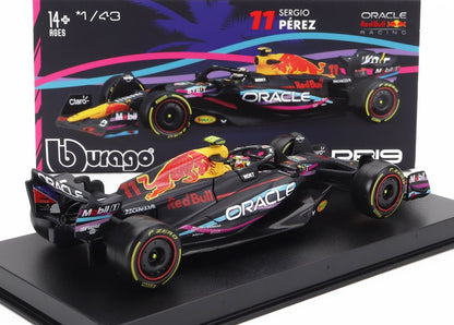 RED BULL | F1 RB19 TEAM ORACLE RED BULL RACING N 11 2nd MIAMI GP 2023 SERGIO PEREZ - AVEC COUVERTURE DE CASQUE ET DE PLASTIQUE