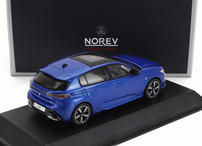 Modèle réduit Peugeot 308 de collection Blue Norev sur socle, désormais disponible sur Vroomi