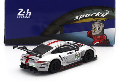 White Porsche 911 GT3 race car model with 92 number and 24h Le Mans branding, available on Vroomi platform
