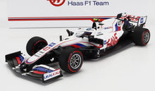 HAAS - F1 VF-21 065/6 TEAM URALKALI N 47 BELGIUM GP 2021 MICK SCHUMACHER WITH MICHAEL SCHUMACHER RETRO HELMET LIVERY - WHITE BLUE RED