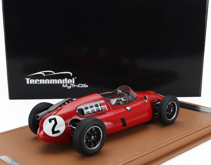 Modèle réduit vintage rouge de Formule 1 numéro 2 sur socle en cuir, proposé par Vroomi