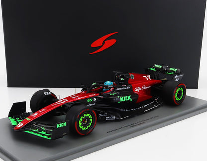 Modèle réduit Alfa Romeo F1 Team KICK C43 Belgian GP 2023 avec design rouge et noir, disponible sur Vroomi