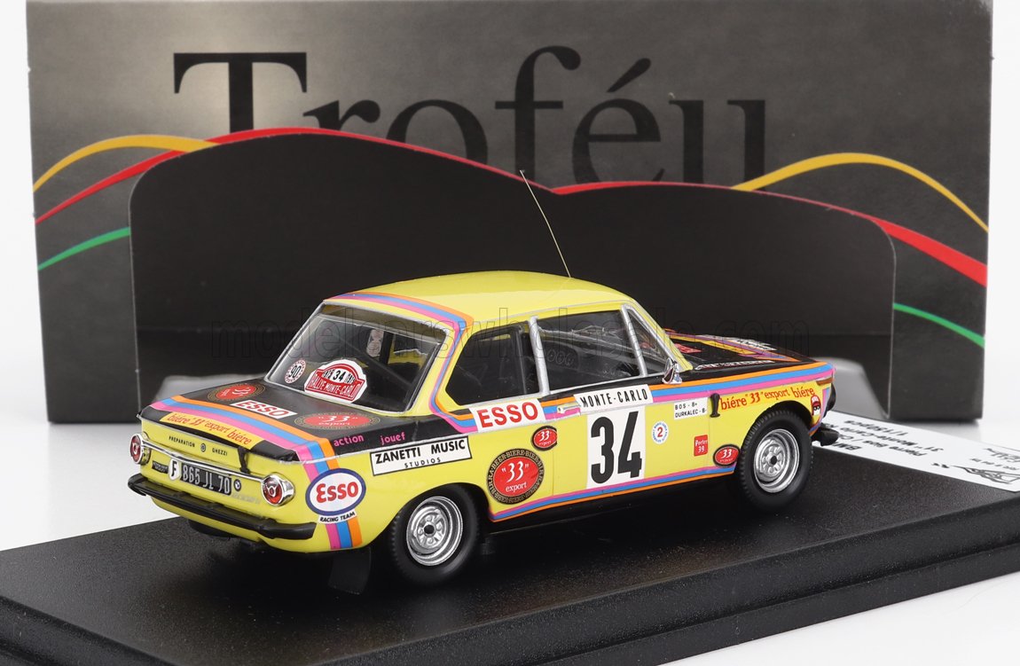 Modèle réduit de voiture de rallye Monte Carlo à l'échelle 1:43, décalcomanies colorées, disponible dès maintenant pour les collectionneurs.