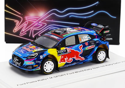 Modèle réduit de la voiture Red Bull Ford Puma Rally1 M-SPORT bleu Red Bull exposé, disponible sur Vroomi