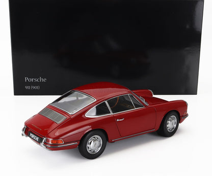 Modèle réduit classique Porsche 911 (901) rouge avec détails chromés, disponible chez Vroomi.