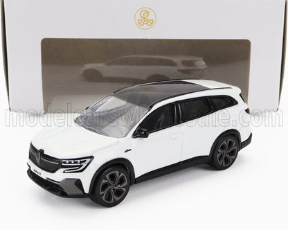 Modèle réduit de SUV Renault Megane E-Tech Electric blanc avec toit noir, présenté dans son coffret griffé, disponible sur Vroomi.