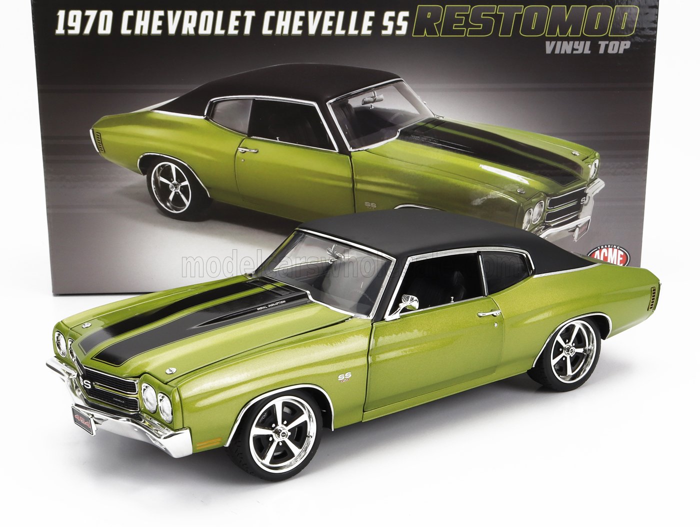 CHEVROLET - CHEVELLE SS COUPÉ RESTOMOD AVEC TOIT EN VINYLE 1970 - VERT MÉTALLISÉ NOIR - Vroomi