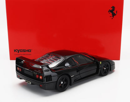 Modèle réduit de Ferrari F40 noire à l'échelle 1/18 par Kyosho, disponible pour les collectionneurs chez Vroomi.