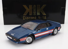 Modèle réduit Lotus Esprit à l'échelle 1:18 en métal moulé sous pression, avec bandes décoratives Essex, présenté dans Vroomi.