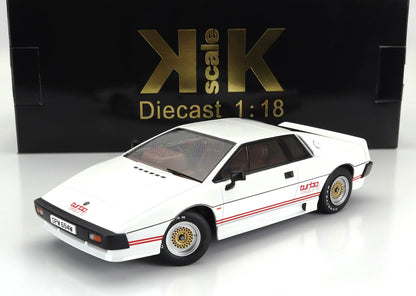 Modèle réduit Lotus Esprit Turbo à l'échelle 1:18 en métal moulé sous pression, avec roues dorées, disponible sur Vroomi.