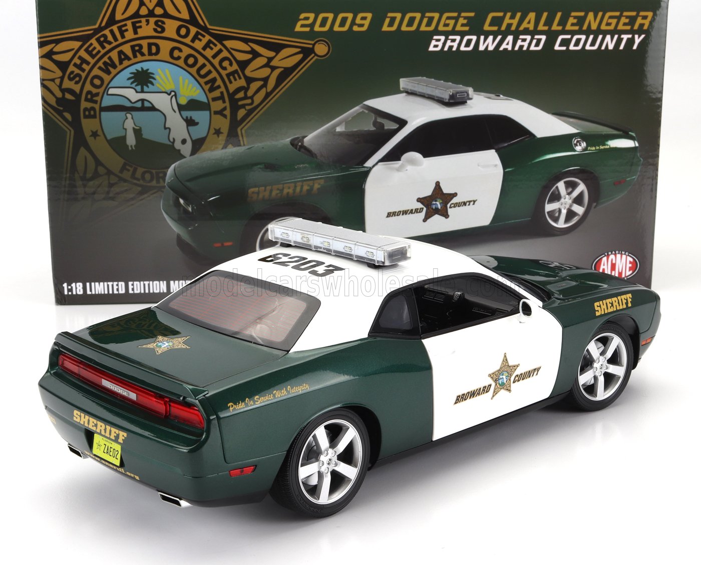 DODGE - CHALLENGER R/T COUPÉ POLICE BROWARD COUNTY SHERIFF 2009 - VERT BLANC - Vroomi