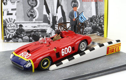 FERRARI - DIORAMA - 290MM SPIDER sn0616 N 600 MILLE MIGLIA 1956 JUAN MANUEL FANGIO - RED BLUE YELLOW