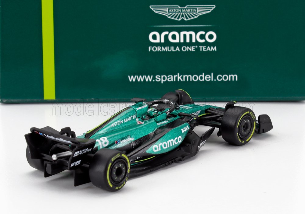 Modèle réduit Aston Martin Aramco Formula One vert et noir, avec décalcomanies de course, disponible sur Vroomi.
