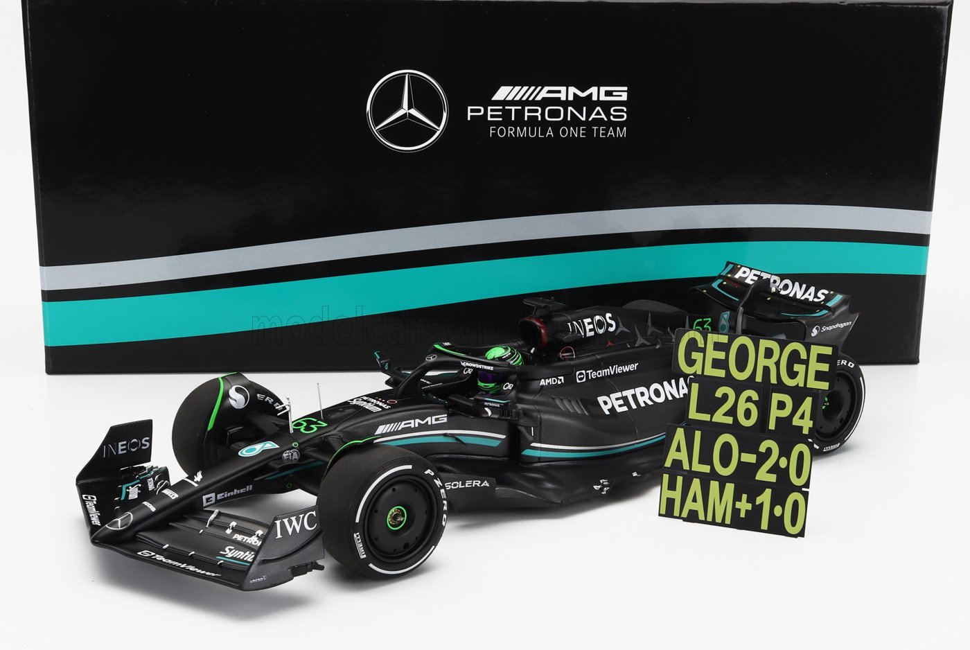 MERCEDES GP - F1 W14 TEAM MERCEDES-AMG PETRONAS FORMULA ONE N 63 7th BAHRAIN GP WITH PIT BOARD 2023 GEORGE RUSSELL - MATT BLACK