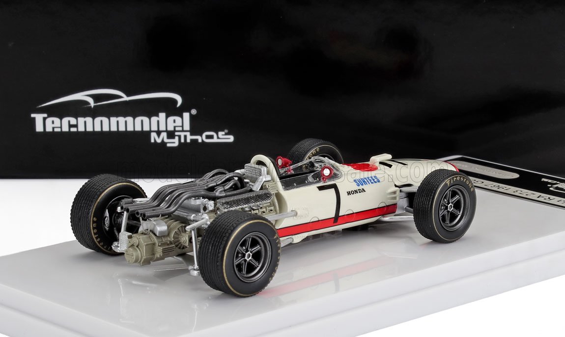 Modèle réduit vintage blanc et rouge de Formule 1 avec moteur Honda par Tecnomodel, disponible sur Vroomi