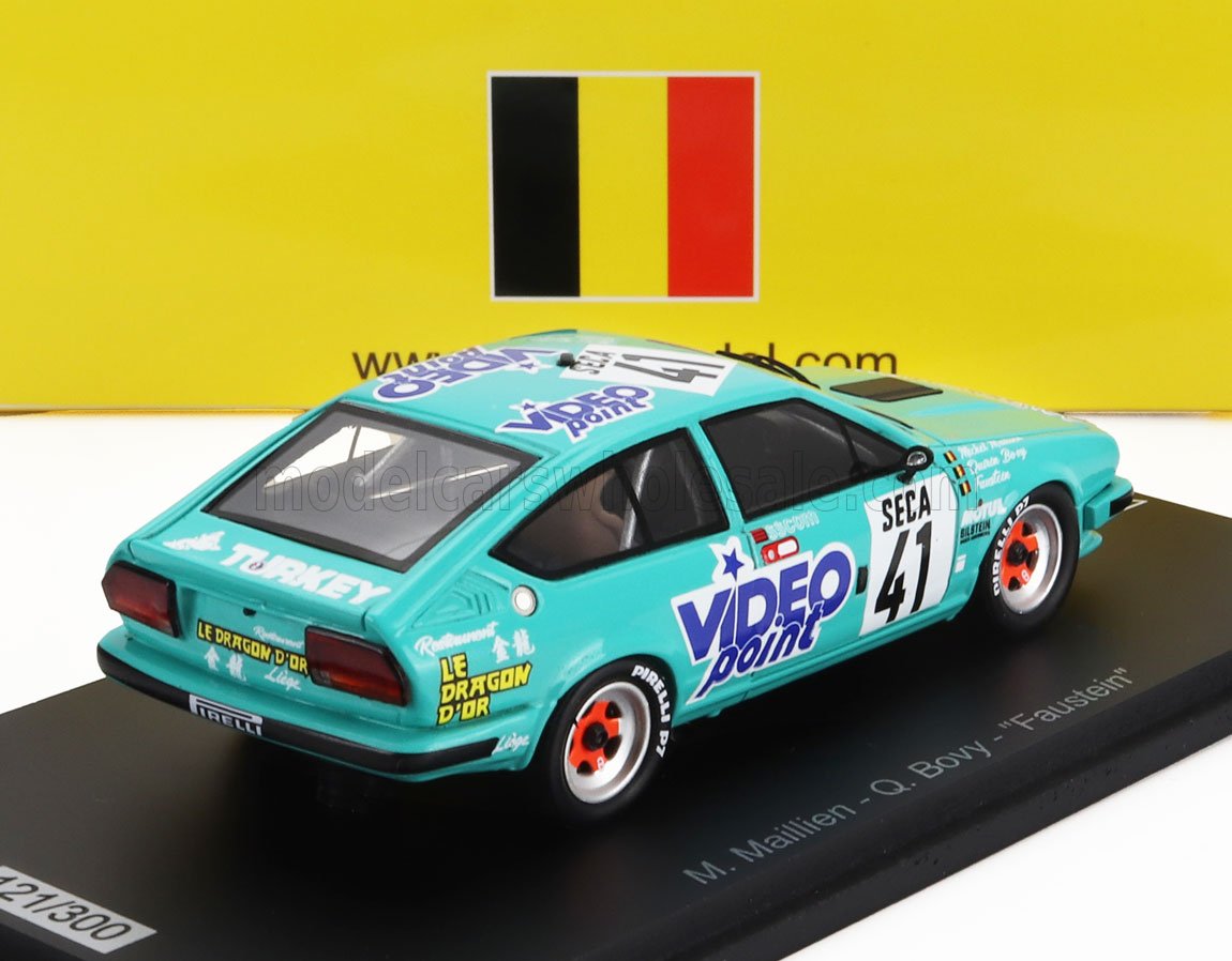 Modèle réduit de voiture de course bleue avec livrée Video Point et numéro 41, présenté sur Vroomi.