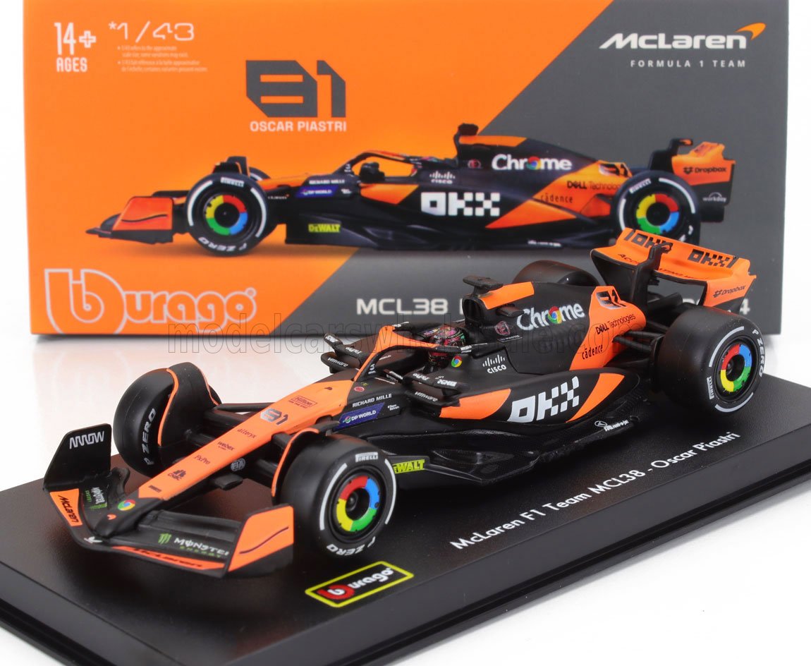 McLAREN | F1 MCL38 TEAM MCLAREN N 81 MIAMI GP 2024 OSCAR PIASTRI - avec pilote et vitrine