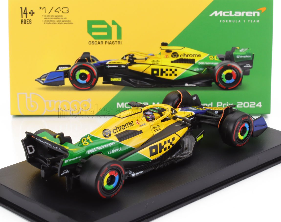 McLAREN | F1 MCL38 TEAM MCLAREN N 81 2nd MONACO GP (SENNA 30th ANNIVERSARY) 2024 OSCAR PIASTRI - WITH PILOT AND SHOWCASE
