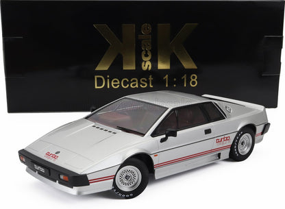 Modèle réduit Silver Lotus Esprit Turbo à l'échelle 1:18 avec bandes rouges, disponible sur Vroomi