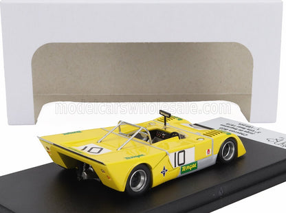 Modèle réduit de voiture de course vintage jaune avec le numéro 10 et le logo Tergal, disponible sur Vroomi.