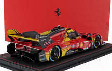 FERRARI - 499P 3.0L TURBO V6 ÉQUIPE FERRARI AF CORSE N 51 3e 24h LE MANS 2024 ALESSANDRO PIER GUIDI - JAMES CALADO - ANTONIO GIOVINAZZI - AVEC VITRINE - ROUGE JAUNE NOIR