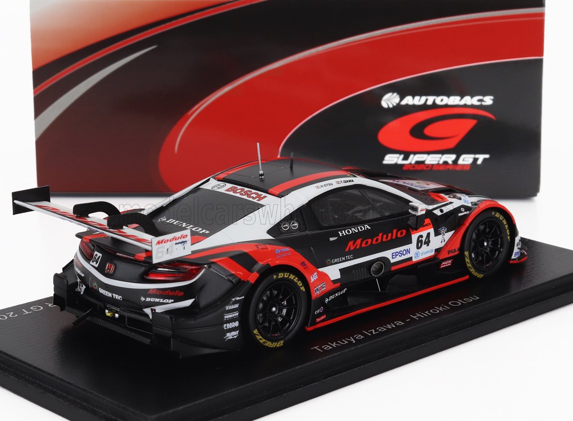 Modèle réduit de voiture de course Honda Modulo Super GT équipée de pneus Dunlop, désormais disponible sur Vroomi.