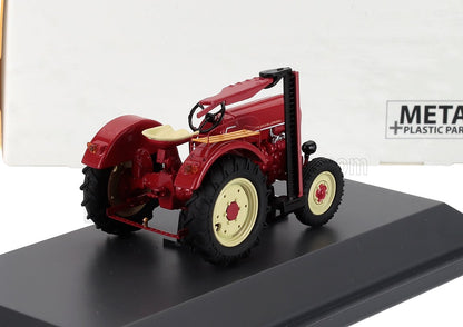 Modèle réduit Porsche Diesel tracteur vintage rouge à l'échelle 1/43 sur socle noir, disponible chez Vroomi