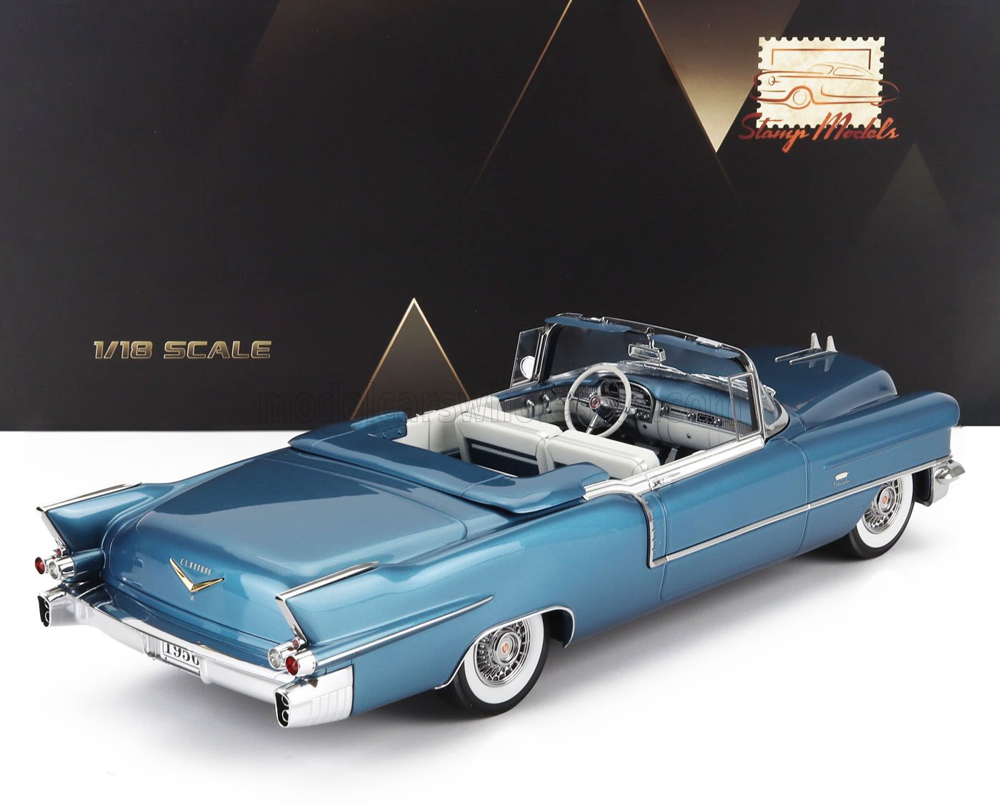 CADILLAC - ELDORADO BIARRITZ CABRIOLET OPEN 1956 - BLEU BAHAMA - Vroomi