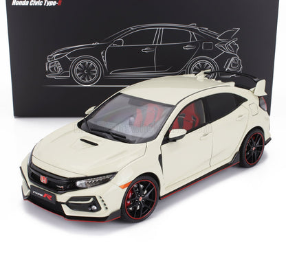 Modèle réduit Honda Civic Type R couleur ivoire avec intérieur rouge et roues noires, vendu sur Vroomi.