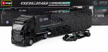 MERCEDES BENZ - ACTROS 2 GIGASPACE TRUCK CAR TRANSPORTER AVEC F1 MERCEDES GP W14 TEAM MERCEDES-AMG PETRONAS FORMULA ONE SEASON 2023 GEORGE RUSSELL