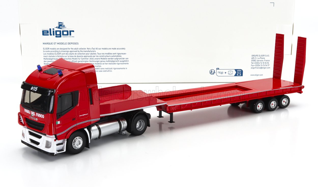 IVECO FIAT - STRALIS 480XP CAMION REMORQUE PLATEAU TRANSPORT ENGINS DE TERRASSEMENT 2018 - ROUGE - Vroomi