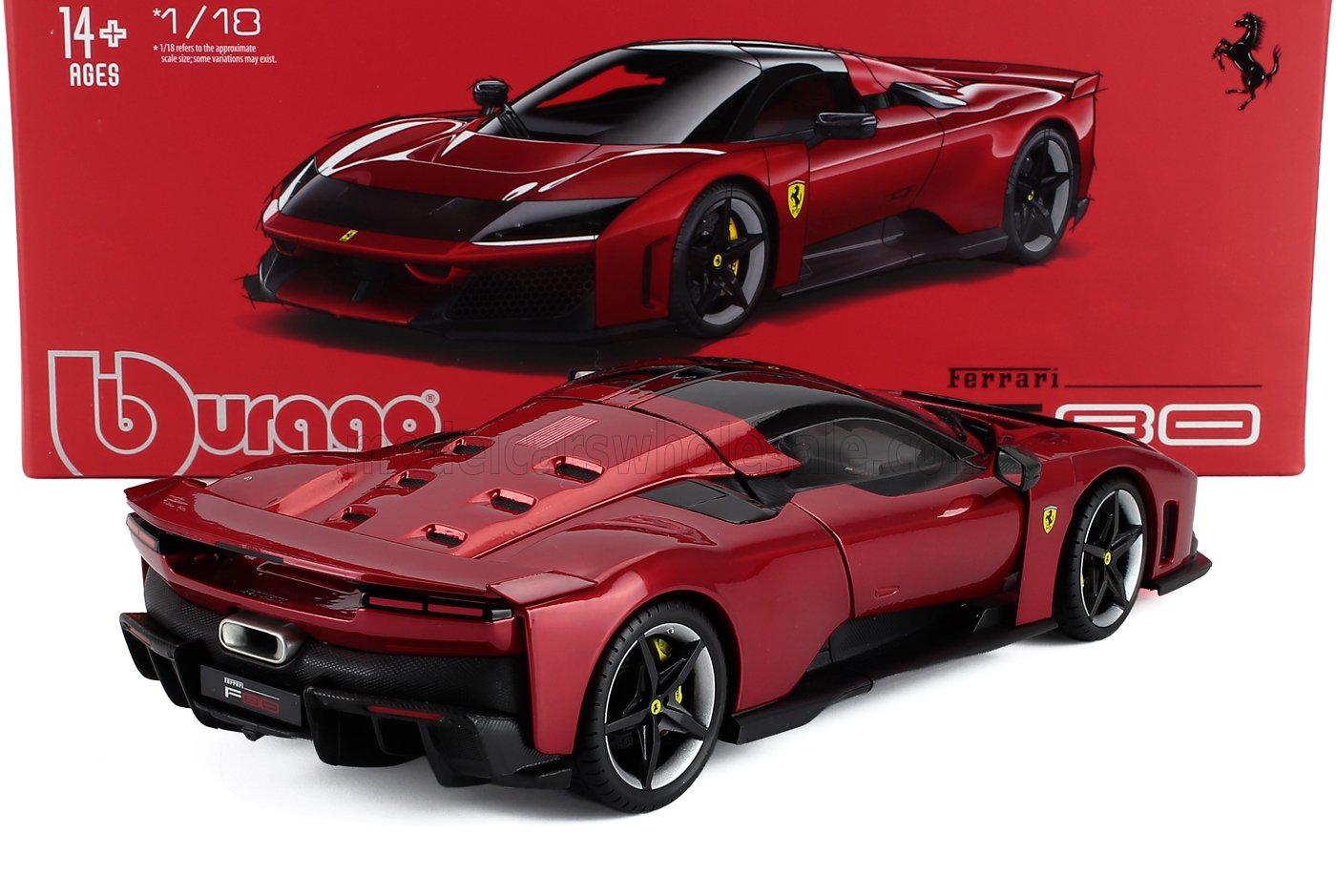 Modèle réduit Ferrari SF90 Stradale rouge à l'échelle 1/18 par Bburago, objet de collection, disponible chez Vroomi