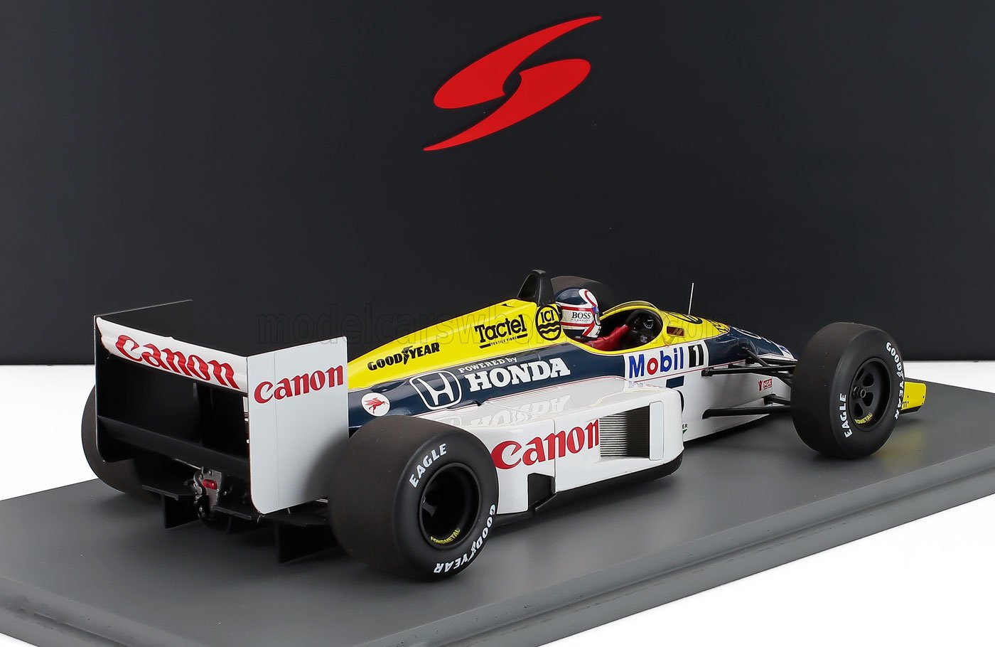 Williams Honda 1990 Formula 1 race car model with Canon, Mobil 1 logos, available on Vroomi marketplace