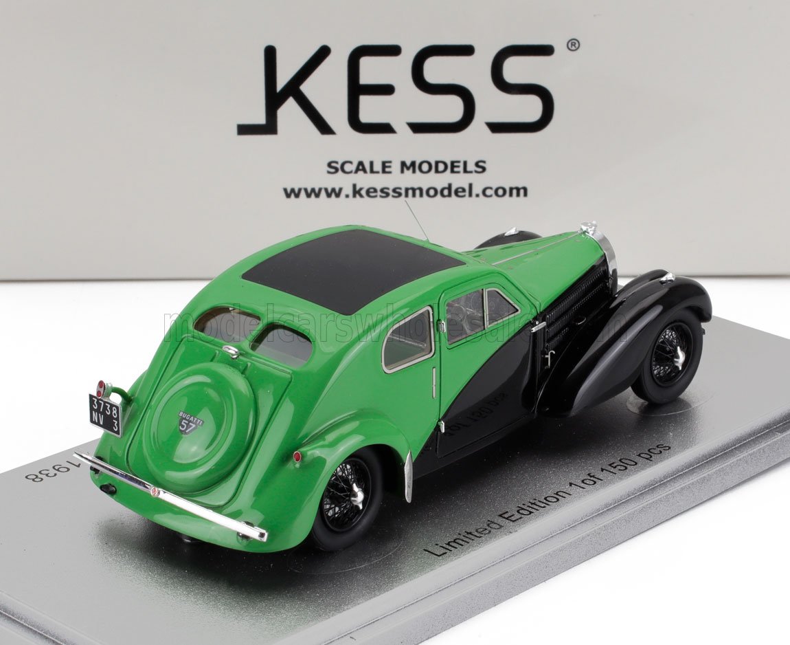 BUGATTI - 57C s/n.57335 COUPE AERODYNAMIQUE CLOSED ROOF 1938 - GREEN BLACK - Vroomi