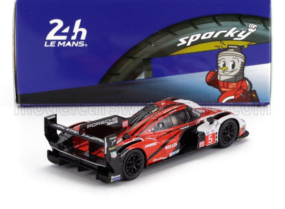 Modèle réduit Porsche 919 Hybrid rouge et noir avec le numéro 5, logo 24h Le Mans, disponible sur Vroomi