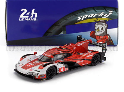 Modèle réduit de voiture de course Porsche 24h Le Mans rouge et blanc avec boîte à pneus Sparky, disponible sur Vroomi
