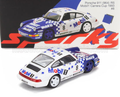 1:43 scale Porsche 911 RS 1993 Mobil 1 Carrera Cup model car with blue and white livery offered on Vroomi