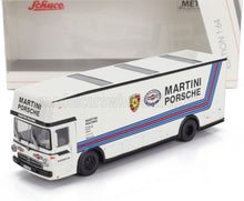 MERCEDES BENZ - CAMION TRANSPORTEUR DE VOITURES O317 PORSCHE MARTINI RACING 1968 - BLANC BLEU - Vroomi
